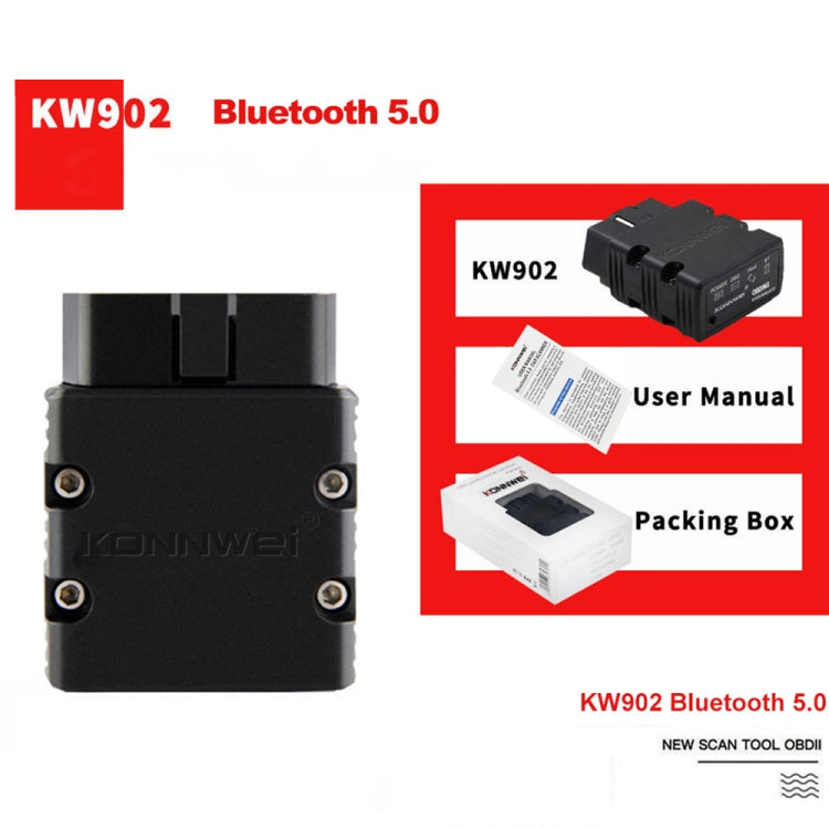 KONNWEI KW902 Bluetooth 5.0 OBD2 Car Fault Diagnostic Scan Tools Support IOS / Android(White) - In Car by KONNWEI | Online Shopping UK | buy2fix