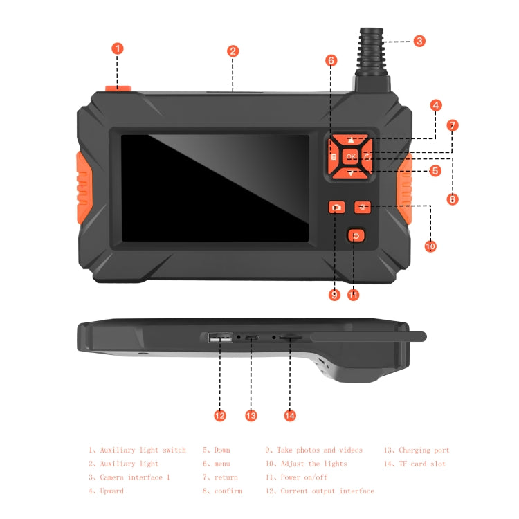 P130 5.5mm 4.3 inch Dual Camera with Screen Endoscope, Length:5m -  by buy2fix | Online Shopping UK | buy2fix