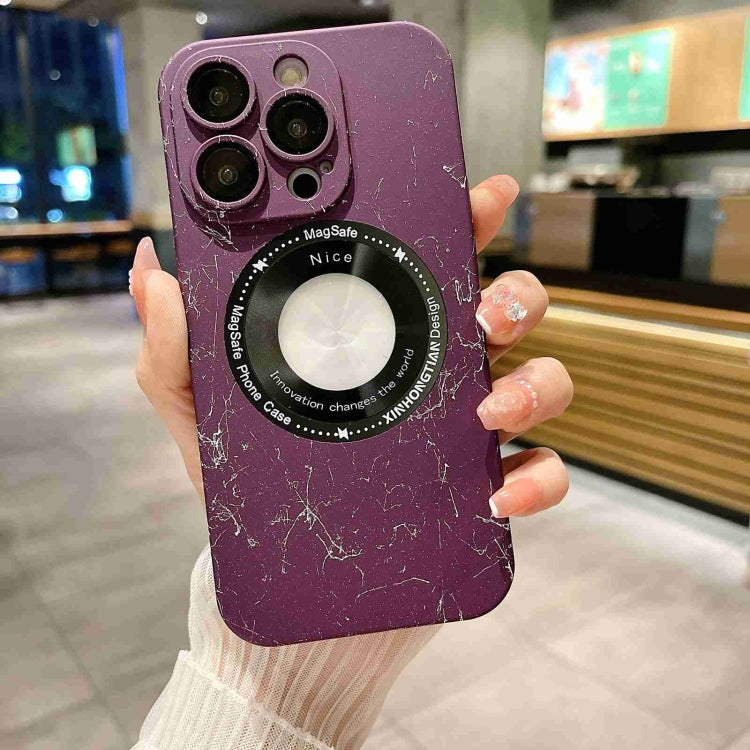 For iPhone 12 Pro Max Marble Pattern MagSafe PC Phone Case(Purple) - iPhone 12 Pro Max Cases by buy2fix | Online Shopping UK | buy2fix