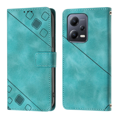 For Xiaomi Poco X5 5G Skin-feel Embossed Leather Phone Case(Green) - Xiaomi Cases by buy2fix | Online Shopping UK | buy2fix