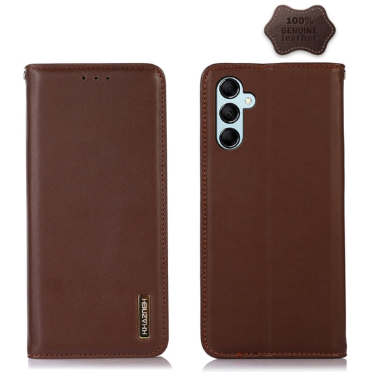 For Samsung Galaxy M14 5G KHAZNEH Nappa Top Layer Cowhide Leather Phone Case(Brown) - Galaxy Phone Cases by buy2fix | Online Shopping UK | buy2fix