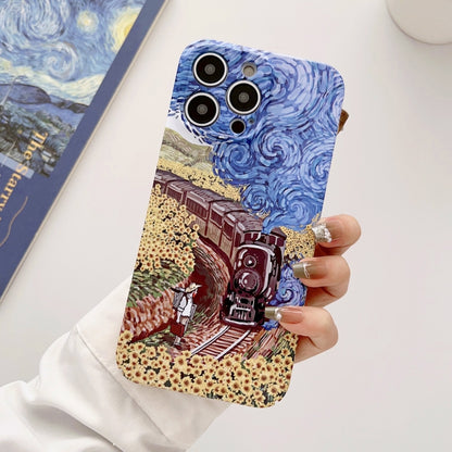 For iPhone 11 Precise Hole Oil Painting Glossy PC Phone Case(Train) - iPhone 11 Cases by buy2fix | Online Shopping UK | buy2fix