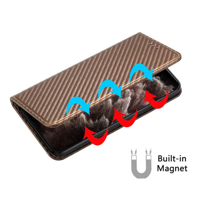 For Xiaomi Redmi Note 12 Pro 5G/Poco X5 Pro Carbon Fiber Texture Magnetic Flip Leather Phone Case(Brown) - Note 12 Pro Cases by buy2fix | Online Shopping UK | buy2fix