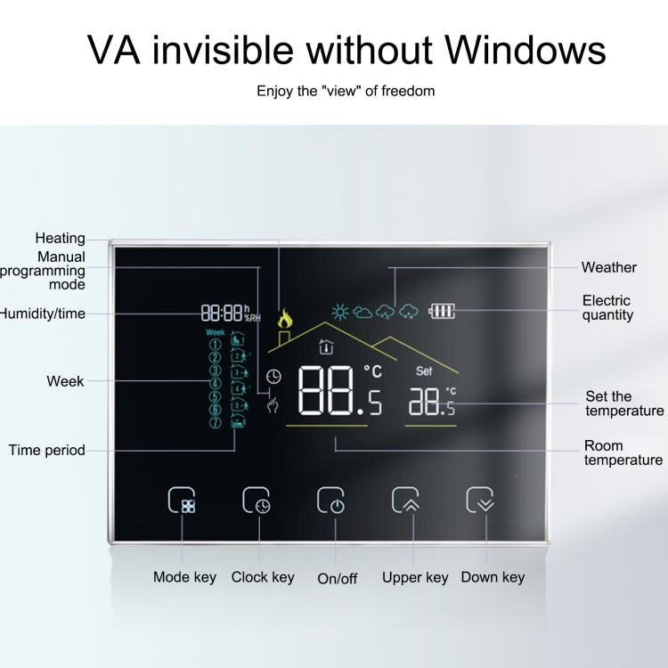 BHT-8000RF-VA- GACW Wireless Smart LED Screen Thermostat With WiFi, Specification:Water Boiler Heating - Consumer Electronics by buy2fix | Online Shopping UK | buy2fix