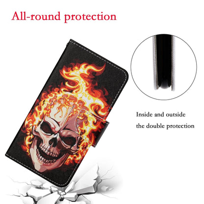 For Xiaomi Redmi Note 12 5G Global/Poco X5 Colored Drawing Pattern Flip Leather Phone Case(Flame Skull) - Note 12 Cases by buy2fix | Online Shopping UK | buy2fix