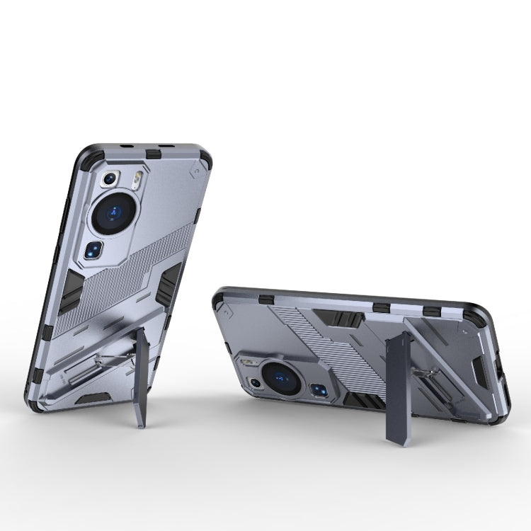 For Huawei P60 Punk Armor 2 in 1 PC + TPU Shockproof Phone Case with Invisible Holder(Grey) - Huawei Cases by buy2fix | Online Shopping UK | buy2fix