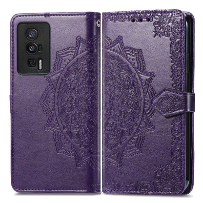 For Xiaomi Redmi K60 Pro Mandala Flower Embossed Leather Phone Case(Purple) - Redmi K60 Pro Cases by buy2fix | Online Shopping UK | buy2fix