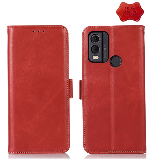 For Nokia C22 4G Crazy Horse Top Layer Cowhide Leather Phone Case(Red) - Nokia Cases by buy2fix | Online Shopping UK | buy2fix