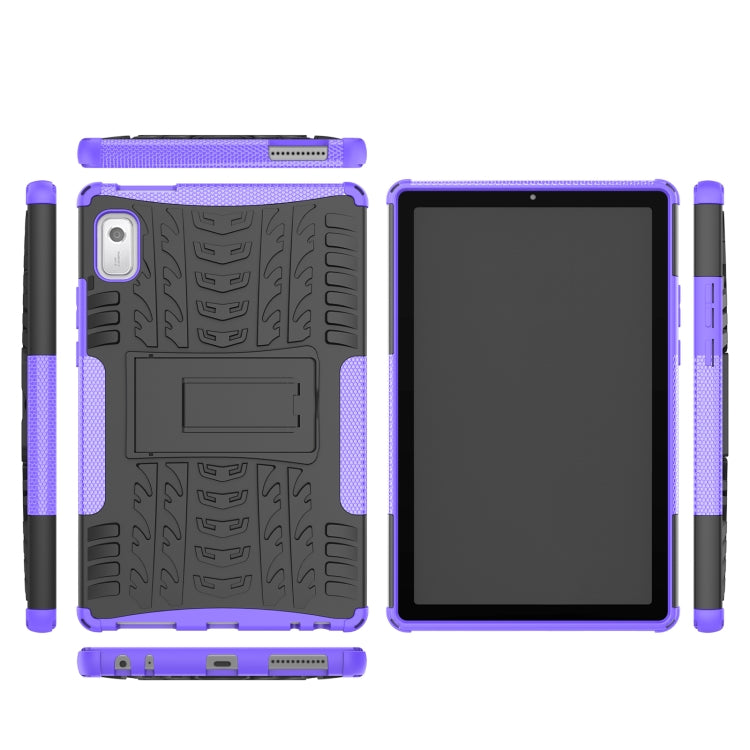 For Lenovo Tab M9 Tire Texture TPU + PC Tablet Case with Holder(Purple) - For Lenovo by buy2fix | Online Shopping UK | buy2fix