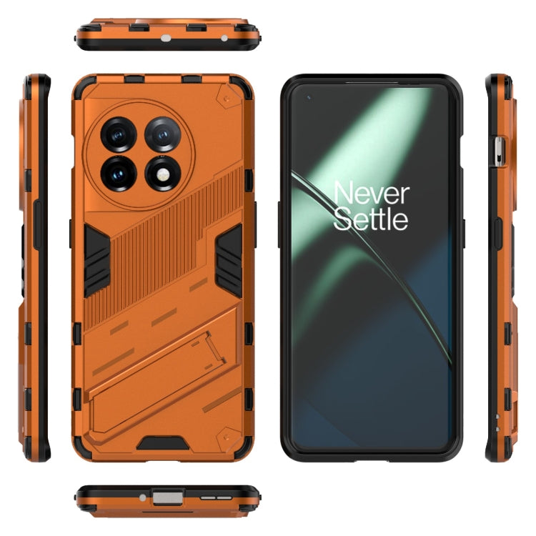 For OnePlus 11 5G Punk Armor 2 in 1 PC + TPU Shockproof Phone Case with Invisible Holder(Orange) - OnePlus Cases by buy2fix | Online Shopping UK | buy2fix