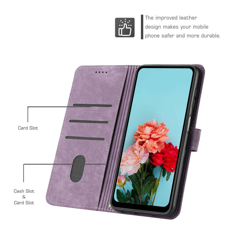 For OnePlus Nord CE 3/Nord CE 3 Lite/Nord N30 Skin Feel Stripe Pattern Leather Phone Case with Lanyard(Purple) - OnePlus Cases by buy2fix | Online Shopping UK | buy2fix