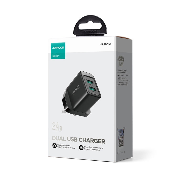 JOYROOM JR-TCN01 2.4A Dual Ports USB Charger, Plug:UK Plug(Black) - USB Charger by JOYROOM | Online Shopping UK | buy2fix