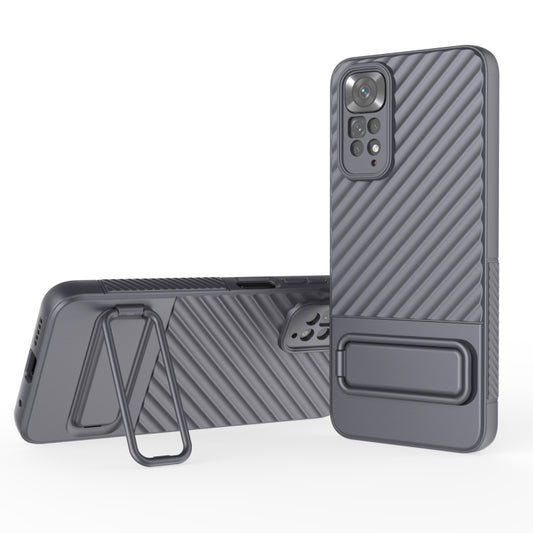 For Xiaomi Redmi Note 11 Wavy Texture TPU Phone Case with Lens Film(Grey) - Xiaomi Cases by buy2fix | Online Shopping UK | buy2fix