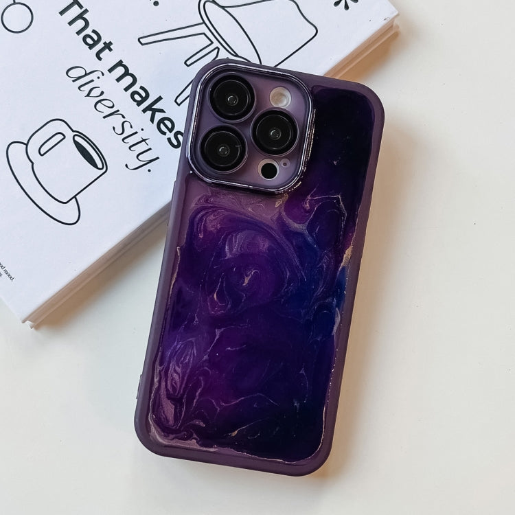 For iPhone 14 Pro Oil Painting Electroplating TPU Phone Case(Purple) - iPhone 14 Pro Cases by buy2fix | Online Shopping UK | buy2fix
