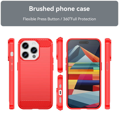 For iPhone 15 Pro Brushed Texture Carbon Fiber TPU Phone Case(Red) - iPhone 15 Pro Cases by buy2fix | Online Shopping UK | buy2fix