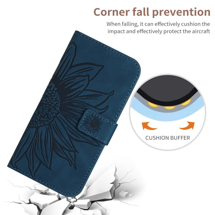 For Xiaomi Poco F5 Skin Feel Sun Flower Embossed Flip Leather Phone Case with Lanyard(Inky Blue) - Xiaomi Cases by buy2fix | Online Shopping UK | buy2fix