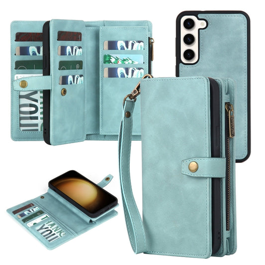 For Samsung Galaxy S23 5G Zipper Wallet Detachable MagSafe Leather Phone Case(Blue) - Galaxy S23 5G Cases by buy2fix | Online Shopping UK | buy2fix