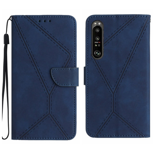 For Sony Xperia 1 III Stitching Embossed Leather Phone Case(Blue) - Sony Cases by buy2fix | Online Shopping UK | buy2fix