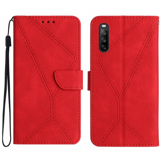 For Sony Xperia 10 III Stitching Embossed Leather Phone Case(Red) - Sony Cases by buy2fix | Online Shopping UK | buy2fix