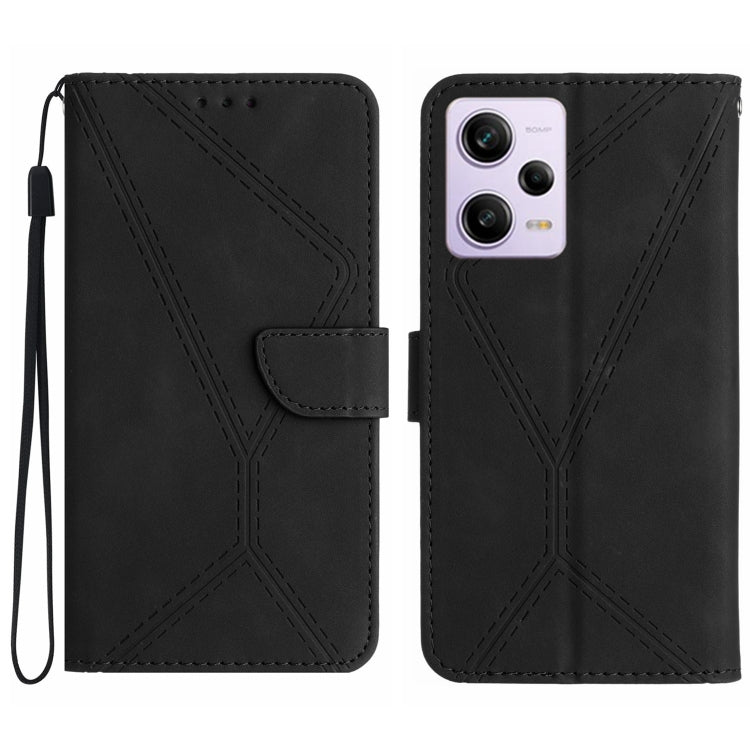 For Xiaomi POCO X5 Pro Stitching Embossed Leather Phone Case(Black) - Xiaomi Cases by buy2fix | Online Shopping UK | buy2fix