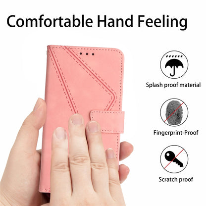 For Xiaomi POCO F4 5G Stitching Embossed Leather Phone Case(Pink) - Xiaomi Cases by buy2fix | Online Shopping UK | buy2fix