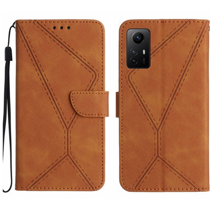 For Xiaomi Redmi Note 12S Stitching Embossed Leather Phone Case(Brown) - Xiaomi Cases by buy2fix | Online Shopping UK | buy2fix