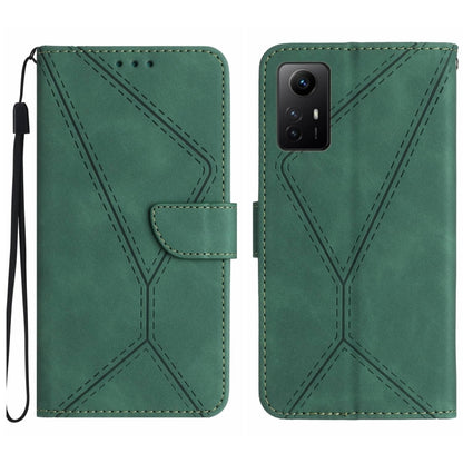 For Xiaomi Redmi Note 12S Stitching Embossed Leather Phone Case(Green) - Xiaomi Cases by buy2fix | Online Shopping UK | buy2fix