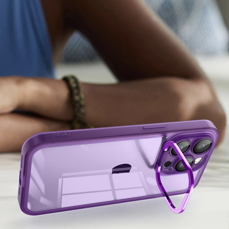 For iPhone 15 Plus Invisible Lens Bracket Matte Transparent MagSafe Phone Case(Purple) - iPhone 15 Plus Cases by buy2fix | Online Shopping UK | buy2fix