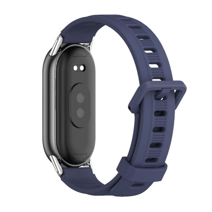 For Xiaomi Mi Band 8 / 9 / 9 NFC Mijobs Flat Hole Breathable Silicone Watch Band(Midnight Blue+Silver) - Watch Bands by MIJOBS | Online Shopping UK | buy2fix