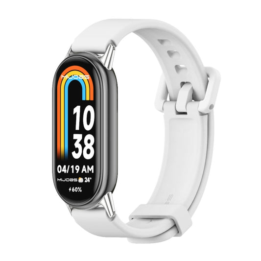 For Xiaomi Mi Band 8 / 9 / 9 NFC Mijobs Silicone Breathable Watch Band(White Silver) - Watch Bands by MIJOBS | Online Shopping UK | buy2fix