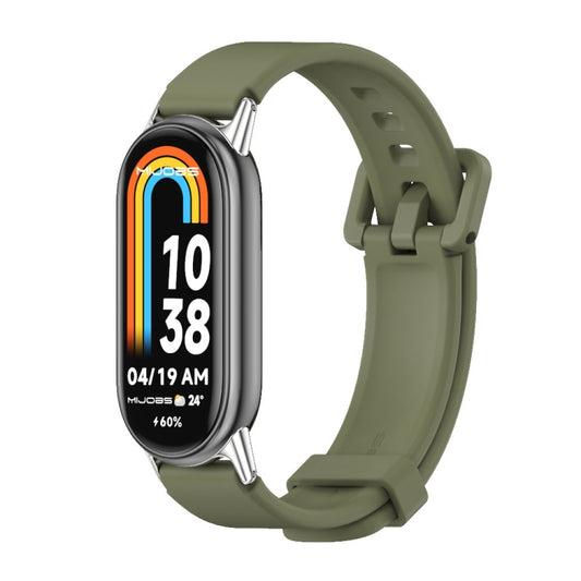 For Xiaomi Mi Band 8 / 9 / 9 NFC Mijobs Silicone Breathable Watch Band(Army Green+Silver) - Watch Bands by MIJOBS | Online Shopping UK | buy2fix