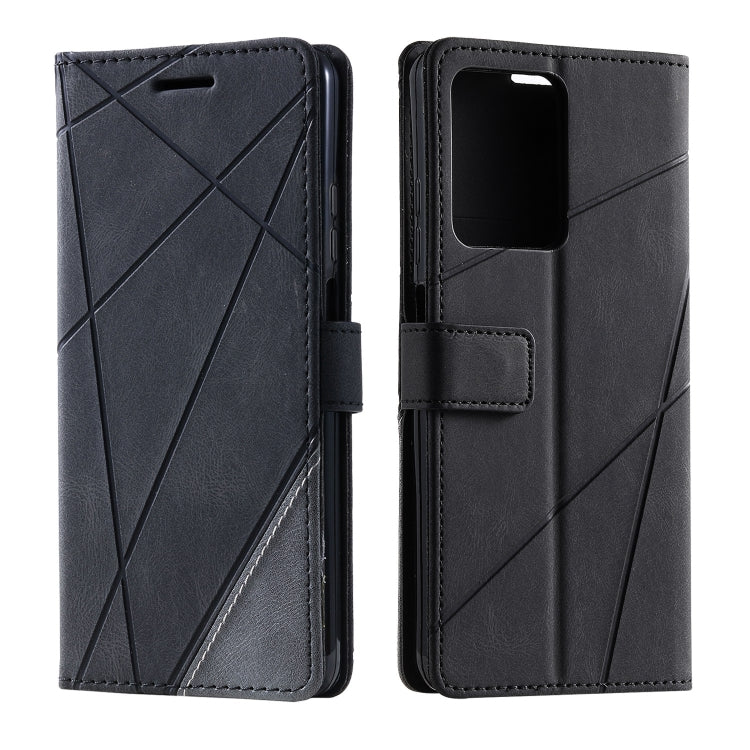 For Redmi Note 12 5G Skin Feel Splicing Horizontal Flip Leather Phone Case(Black) - Note 12 Cases by buy2fix | Online Shopping UK | buy2fix