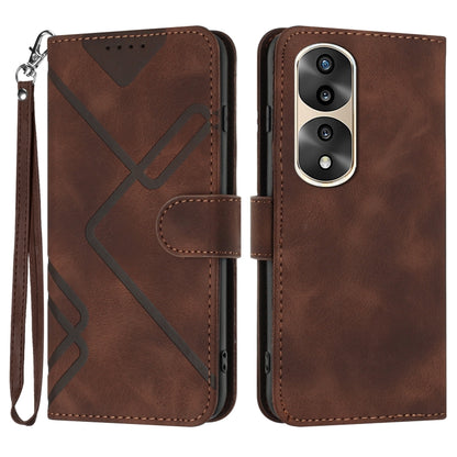 For Honor 70 Pro / 70 Pro+ Line Pattern Skin Feel Leather Phone Case(Coffee) - Honor Cases by buy2fix | Online Shopping UK | buy2fix