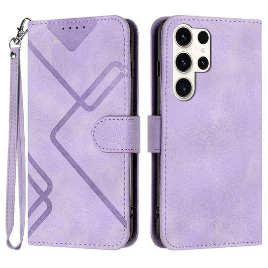 For Samsung Galaxy S23 Ultra 5G Line Pattern Skin Feel Leather Phone Case(Light Purple) - Galaxy S23 Ultra 5G Cases by buy2fix | Online Shopping UK | buy2fix