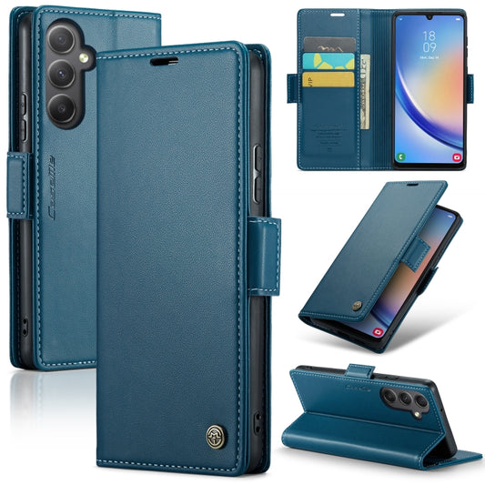 For Samsung Galaxy A34 5G CaseMe 023 Butterfly Buckle Litchi Texture RFID Anti-theft Leather Phone Case(Blue) - Galaxy Phone Cases by CaseMe | Online Shopping UK | buy2fix