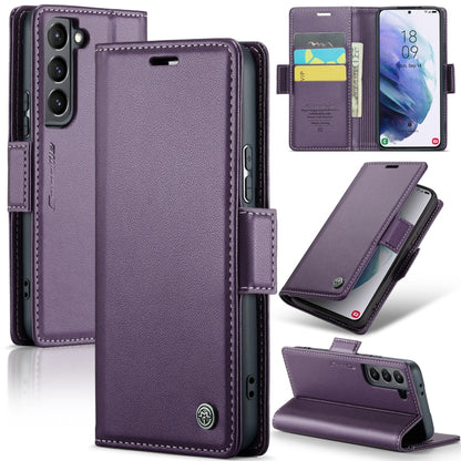 For Samsung Galaxy S21 5G CaseMe 023 Butterfly Buckle Litchi Texture RFID Anti-theft Leather Phone Case(Pearly Purple) - Galaxy S21 5G Cases by CaseMe | Online Shopping UK | buy2fix