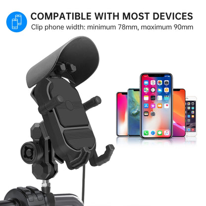 WUPP ZH-1848B2 15W Motorcycle Wireless Fast Charging Phone Navigation Holder, Style:M10 Ball Joint - Holder by WUPP | Online Shopping UK | buy2fix