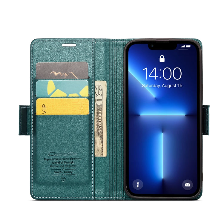 For iPhone 13 Pro CaseMe 023 Butterfly Buckle Litchi Texture RFID Anti-theft Leather Phone Case(Pearly Blue) - iPhone 13 Pro Cases by CaseMe | Online Shopping UK | buy2fix