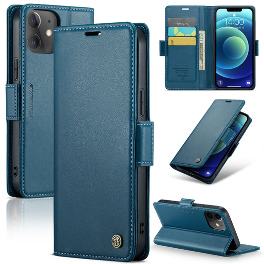 For iPhone 12 / 12 Pro CaseMe 023 Butterfly Buckle Litchi Texture RFID Anti-theft Leather Phone Case(Blue) - iPhone 12 / 12 Pro Cases by CaseMe | Online Shopping UK | buy2fix