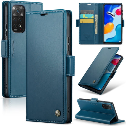 For Xiaomi Redmi Note 11 4G Global/Note 11S Global CaseMe 023 Butterfly Buckle Litchi Texture RFID Anti-theft Leather Phone Case(Blue) - Xiaomi Cases by CaseMe | Online Shopping UK | buy2fix