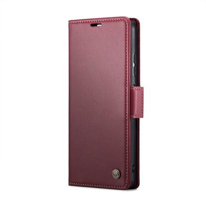 For Xiaomi Poco X5 5G/Redmi Note 12 5G Global CaseMe 023 Butterfly Buckle Litchi Texture RFID Anti-theft Leather Phone Case(Wine Red) - Xiaomi Cases by CaseMe | Online Shopping UK | buy2fix