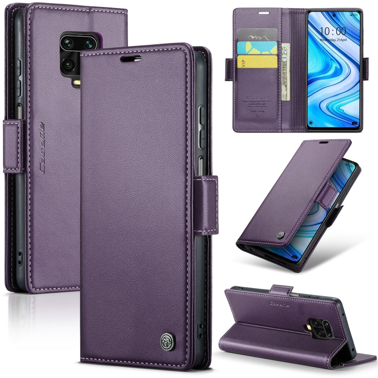 For Xiaomi Redmi Note 9S/Note 9 Pro/Note 9 Pro Max CaseMe 023 Butterfly Buckle Litchi Texture RFID Anti-theft Leather Phone Case(Pearly Purple) - Xiaomi Cases by CaseMe | Online Shopping UK | buy2fix