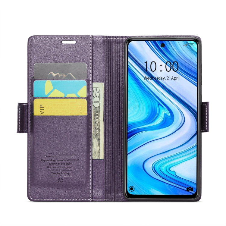 For Xiaomi Redmi Note 9S/Note 9 Pro/Note 9 Pro Max CaseMe 023 Butterfly Buckle Litchi Texture RFID Anti-theft Leather Phone Case(Pearly Purple) - Xiaomi Cases by CaseMe | Online Shopping UK | buy2fix