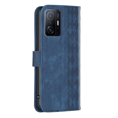 For Xiaomi 11T / 11T Pro Plaid Embossed Leather Phone Case(Blue) - Xiaomi Cases by buy2fix | Online Shopping UK | buy2fix