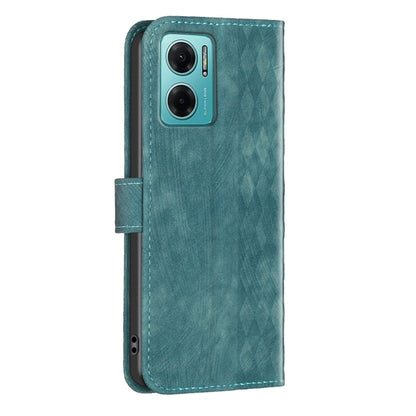 For Xiaomi Redmi 10 5G / Note 11E Plaid Embossed Leather Phone Case(Green) - Xiaomi Cases by buy2fix | Online Shopping UK | buy2fix