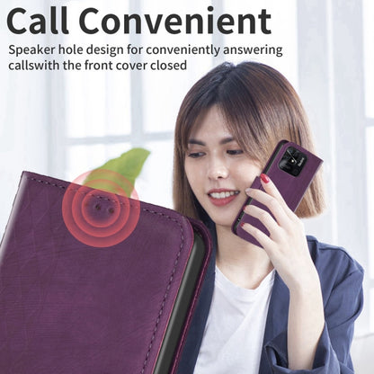 For Xiaomi Redmi 10C Plaid Embossed Leather Phone Case(Purple) - Xiaomi Cases by buy2fix | Online Shopping UK | buy2fix