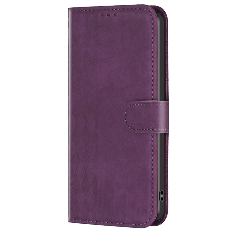 For Xiaomi Redmi 12C Plaid Embossed Leather Phone Case(Purple) - Xiaomi Cases by buy2fix | Online Shopping UK | buy2fix