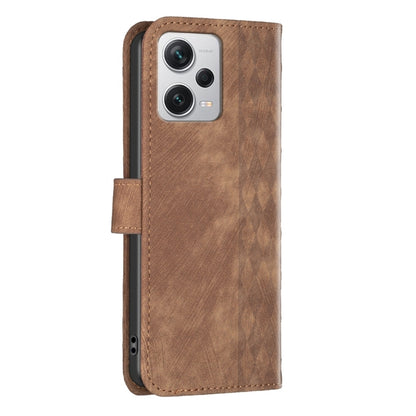 For Xiaomi Redmi Note 12 Pro+ Global Plaid Embossed Leather Phone Case(Brown) - Note 12 Pro+ Cases by buy2fix | Online Shopping UK | buy2fix