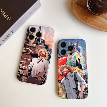 For iPhone 12 Precise Hole Oil Painting Pattern PC Phone Case(Puppy) - iPhone 12 / 12 Pro Cases by buy2fix | Online Shopping UK | buy2fix