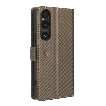 For Sony Xperia 1 V Diamond Texture Leather Phone Case(Brown) - Sony Cases by buy2fix | Online Shopping UK | buy2fix